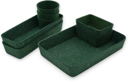 Welaxy 8-piece Nordic Beige desk drawer organizer tray office suppliers makeup pens aesthetic quiet luxury storage bin hygge design sleek minimalist lifestyle (Forest Green)