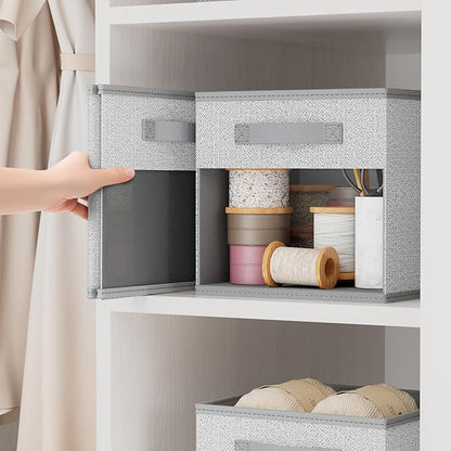 DIMJ Collapsible Storage Cubes, 8 Packs Cube Storage Bins with Window, Fabric Storage Baskets for Shelves, Closet Storage Boxes for Clothes, Toys, Books, 11 Inches Sundries Blended