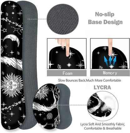 ToLuLu Extended Gaming Mouse Pad, Memory Foam Ergonomic Keyboard Mouse Wrist Rest Support Set, Large Desk Mat with Stitched Edges, Non-Slip Base Mousepad for Home Office Game and Study, Moon & Sun