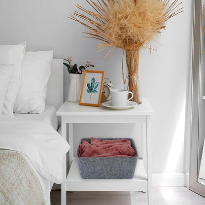 Welaxy Felt Storage Bin, Wide Deep Drawer Organizer Caddy for Makeup, Jewelry, Stationery, Closet & Bathroom, Minimalist Box (Gray Bin, M)