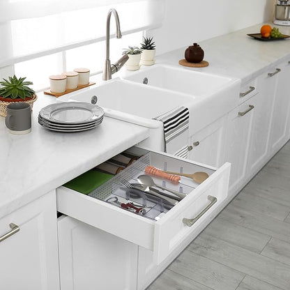Simple Houseware Drawer Organizer Tray with 9 Adjustable Compartments, Clear