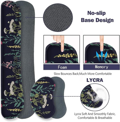 ToLuLu Extended Gaming Mouse Pad, Memory Foam Ergonomic Keyboard Mouse Wrist Rest Support Set, Large Desk Mat with Stitched Edges, Non-Slip Base Mousepad for Home Office Game, Weeds Plants