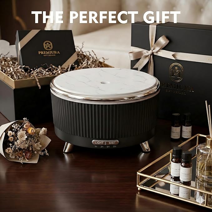 500ML Essential Oil Diffuser: Ultrasonic Aroma Diffuser with Remote Control for Spa Hotel Yoga Room - Humidifier for Bedroom with 7-Color Night Lights & Auto Shut-Off for Nursery/Women Home Relaxation