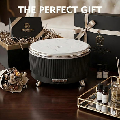 500ML Essential Oil Diffuser: Ultrasonic Aroma Diffuser with Remote Control for Spa Hotel Yoga Room - Humidifier for Bedroom with 7-Color Night Lights & Auto Shut-Off for Nursery/Women Home Relaxation