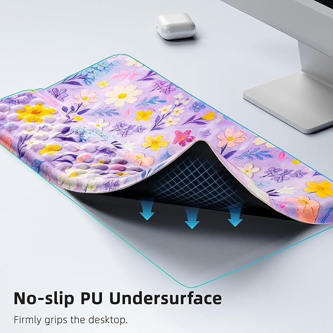 Ospelelf Keyboard Wrist Rest Pad, Comfy Ergonomic Keyboard Stand Riser Holder, Computer Wrist Support Cushion forTyping, Purple Flower