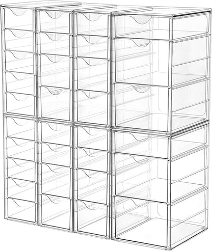 Vtopmart Acrylic Organizer with 32 Drawers, Desk Organizers and Accessories, Clear Makeup Organization, Dustproof Storage Drawers for Office Art Craft Supplies