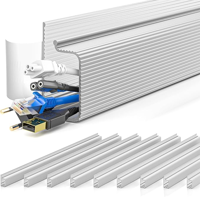 YECAYE 157in Cable Management, Cord Organizer,Easy Install Self-Adhesive Cable Organizer,Cord Management, Desk Wire Holder for Office Organization,Child and Pet Proofing, Grey