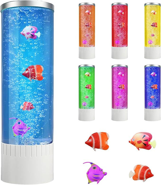 Brewish Bubble lamp | 7 Color Changing LED Lamps | Fake Aquarium Night Light | Artificial Fish Tank with Moving Fishes | Home Decor, Ideal Gift for Kids, Adults, Sensory Lights for Autism & ADHD