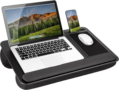 LAPGEAR Home Office Pro Lap Desk with Wrist Rest, Mouse Pad, and Phone Holder - Black Carbon - Fits up to 15.6 Inch Laptops - Style No. 91598