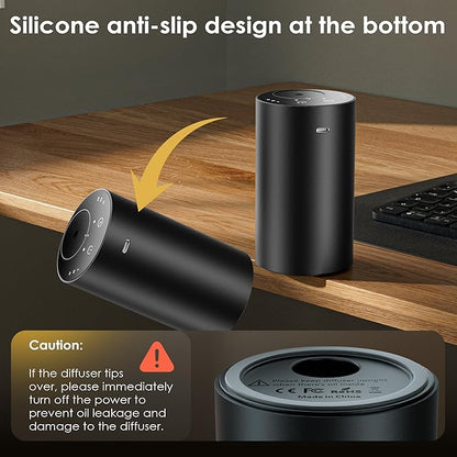 Waterless Essential Oil Diffuser, Portable Aromatherapy Diffuser, Mini Scent Machine, Battery Operated, 1/4/8-Hour Timer, 20ml Capacity, 3 Mist Levels for Home, Car, Room Office,No included oil(Black)