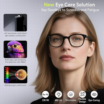 Quntis Curved Monitor Light Bar 15 RGB Backlight for 34"+ Screens, Computer Bar Lights Fold Dual Light with Color Temperature Brightness Stepless Dimming, No Glare Desk Lamp for Home Office Gaming