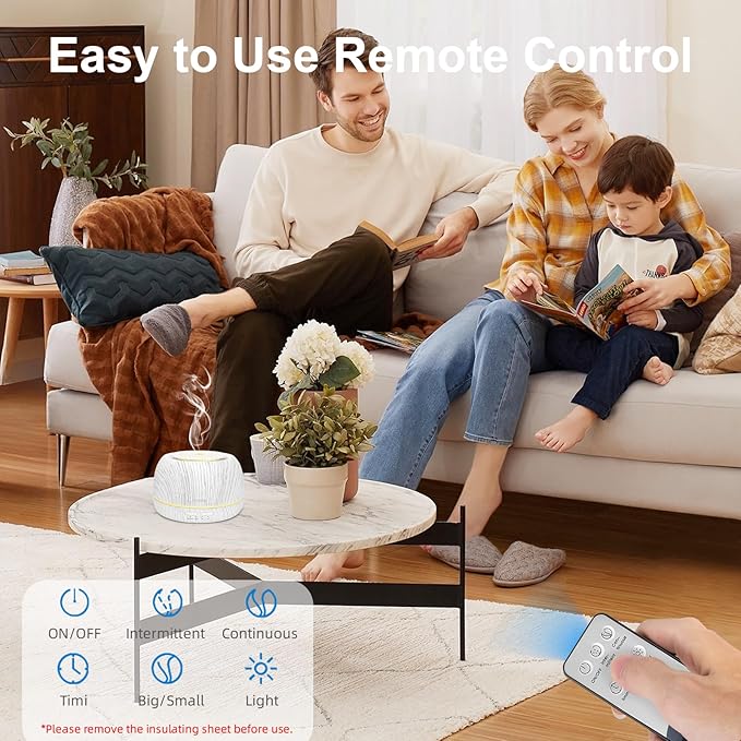 300ML Essential Oil Diffuser, Aromatherapy Diffuser,with Remote Control, 7-Color LED Lights,8 Hours Run Time,Suitable for Home, Bedroom