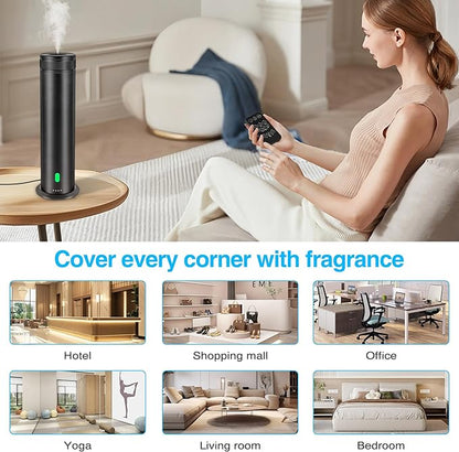 Waterless Scent Diffuser Starter Kit - Suitable for Home and Hotel Series Air Diffuser, 800 Square Inches of Coverage, 5 Kinds of Scented Essential Oils, Remote Control