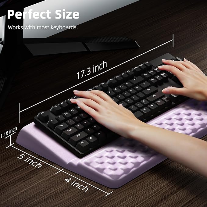 Ospelelf Keyboard Wrist Rest Pad, Comfy Ergonomic Keyboard Stand Riser Holder, Computer Wrist Support Cushion forTyping, Purple