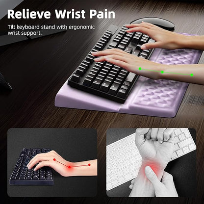 Ospelelf Keyboard Wrist Rest Pad, Comfy Ergonomic Keyboard Stand Riser Holder, Computer Wrist Support Cushion forTyping, Purple