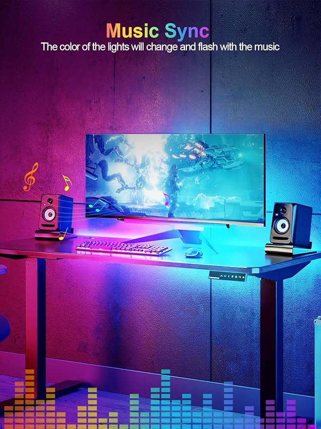 Under Monitor Light Bar, App and Remote Control Gaming Ambient Lights,Music Sync Color Changing, 16 Million Colors, Timing, USB Powered RGB Light Bar for Monitor/TV/PC Back (2pcs)