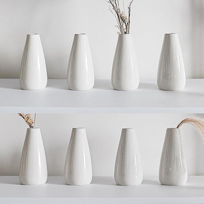 Modern White Ceramic Vase Set of 16 for Living Room Bedroom 5.1'' Minimalist Fresh Flower Vases for Home Decor Office Fireplace Centerpieces Nordic Style Gift for Fake Plant 16 Pack