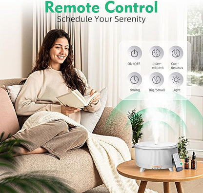 20-Hour Long-Lasting Aromatherapy, 500ML Large Essential Oil Diffuser: Ultrasonic Cool Mist Humidifier with Remote Control, 7 Color Lights, Timer, Auto-Off for Home/Bedroom/Yoga (Minimalist White)