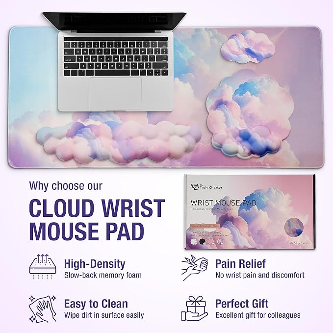 Premium Quality Cloud Wrist Rest Keyboard, Mouse Pad, Wrist Rest Pad, Wrist Rest for Computer Keyboard, Cloud Drink Coaster and Mouse Pad