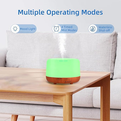 300ML Essential Oil Diffuser,Small Room Aromatherapy Diffuser, Quiet 8H Operation, 7-Color LED Light, 4 Timer, Remote Control, Auto-Off, for Bedroom, Living Room, Kitchen, Yoga, Gifts