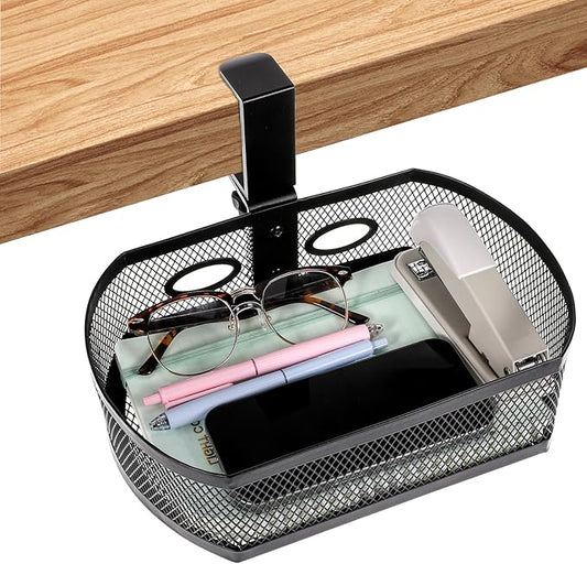 Under Desk Storage Drawer Organizer, Clamp on Under Table Shelf Hanging Desk Mount Tray Attachable Drawer Basket for Home Office Desktop Clutter Management Space Saving
