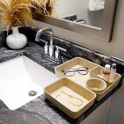 Welaxy Felt Desk Drawer Organizer Trays, 7-Piece Storage Bins for Office, Catchall, Scandinavian Minimalist Decor (Oatmeal)