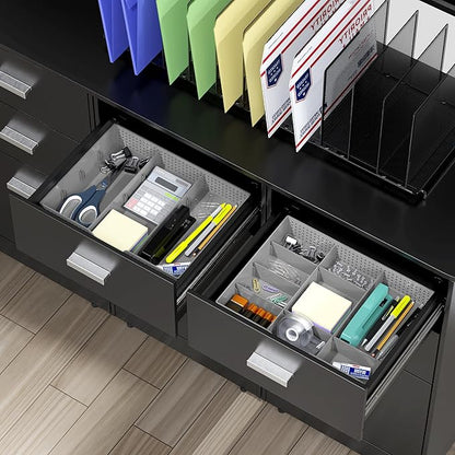 Simple Houseware Drawer Organizer Tray with 9 Adjustable Compartments, Gray