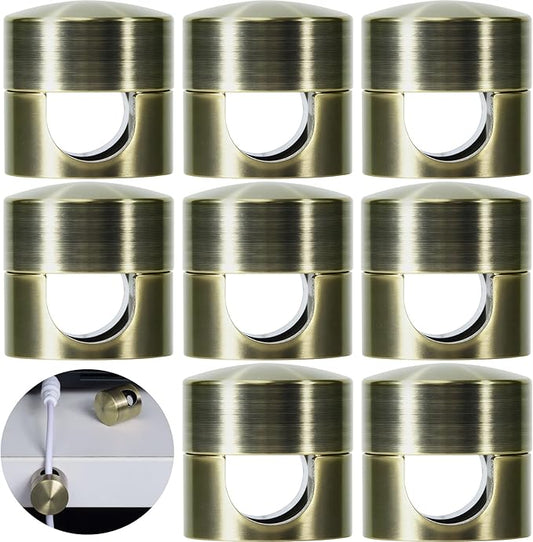 8 Sets Charger Holders for Cords, Antique Copper Color Adjustable Cable Anchor Holders, Adhesive Metal Cord Clips, Cable Management Wire Organizers for Desk, Office, Nightstand