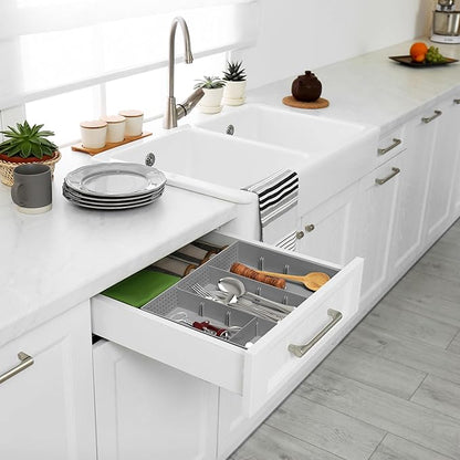 Simple Houseware Drawer Organizer Tray with 9 Adjustable Compartments, Gray