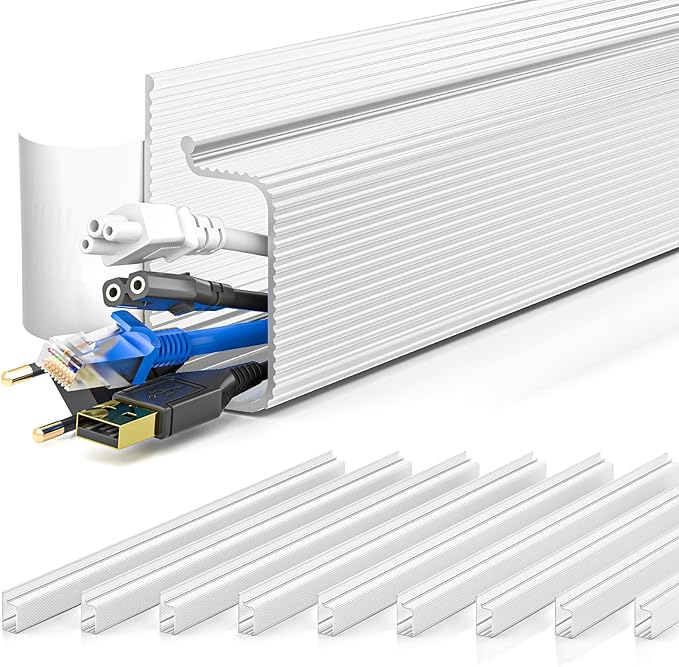 YECAYE 157in Cable Management, Cord Organizer,Easy Install Self-Adhesive Cable Organizer,Cord Management, Desk Wire Holder for Office Organization,Child and Pet Proofing, White