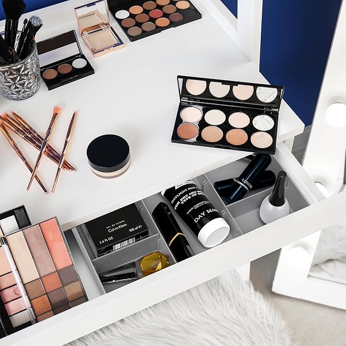 Simple Houseware Drawer Organizer Tray with 9 Adjustable Compartments, Gray