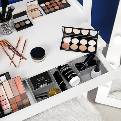 Simple Houseware Drawer Organizer Tray with 9 Adjustable Compartments, Gray