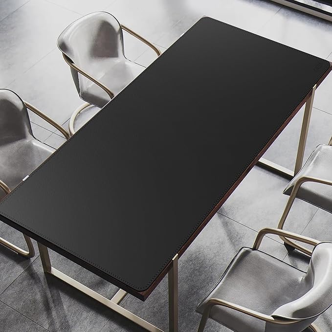 Cacoy 66.9" x 35.4" Leather Desk Mat, Large Computer Mouse Pad, PU Leather Desk Blotters Pad Protector, Extended Desk Mats on Top of Desks, Waterproof Desk Writing Pad for Office and Home (Black)
