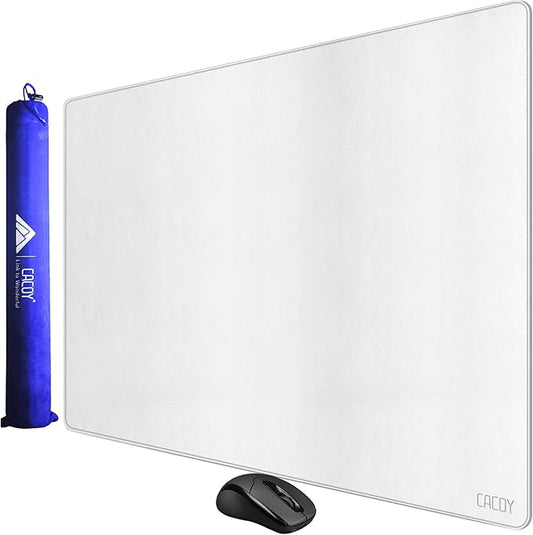 Cacoy 40" x 24" Leather Desk Pad Protector, Large Desk Mats on Top of Desks, Waterproof Computer Desk Mat XXL Keyboard Mouse Pad for Office and Home (White)