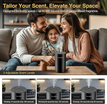 Waterless Essential Oil Diffuser Starter Kit - No Water Needed, Battery Operated Mini Scent Air Machine, Included 3x20ML Essential Oils, Portable Aromatherapy Diffuser for Home & Car & Office, Black