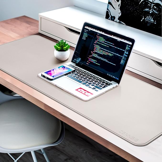 CENNBIE 39.3" x 19.6" Leather Desk mat,Desk mats on top of desks, Perfect Desk Mate for Office and Home, Rectangular, Large(Cream Color)