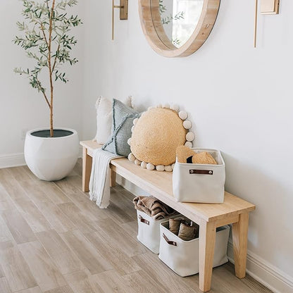 OrganiHaus Large Fabric Storage Baskets for Shelves 3 Pack, 15x11in Closet Storage Bins for Shelves, Canvas Baskets for Organizing, Linen Closet Organizers, Cloth Basket, Off-White