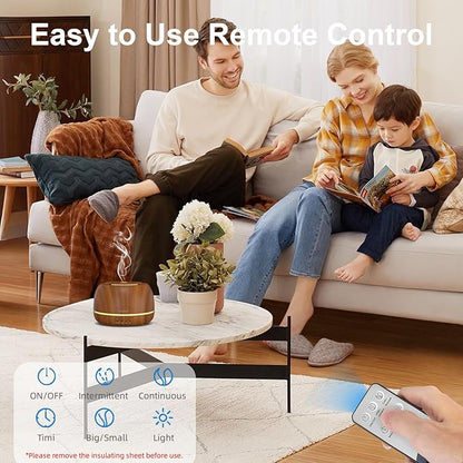 300ML Essential Oil Diffuser with Remote Control,7 LED Colour Lights,4 Timer, Quiet,Ultrasonic Aromatherapy Diffuser for Bedroom, Living Room, Desk,Office