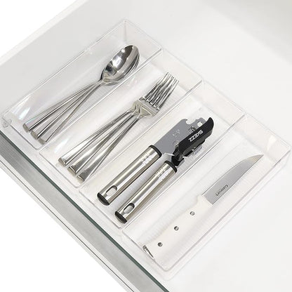 Simple Houseware Clear Drawer Organizer for Office Bin Desk Storage, 3.25"x 9.5", 4 Packs