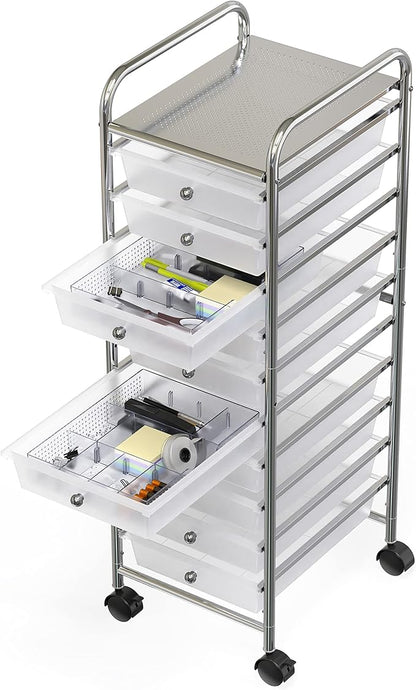 Simple Houseware Drawer Organizer Tray with 9 Adjustable Compartments, Clear