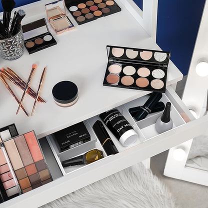 Simple Houseware Drawer Organizer Tray with 9 Adjustable Compartments, White